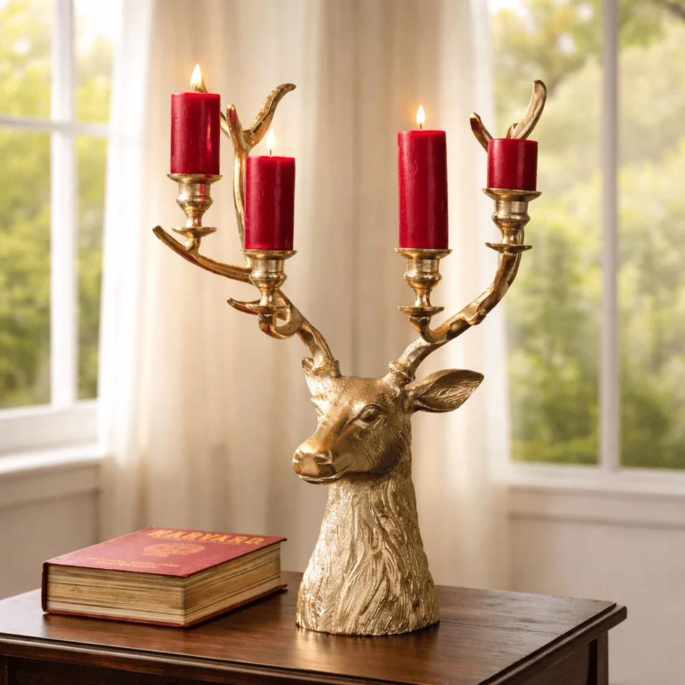 hazel gold stag candle holder
