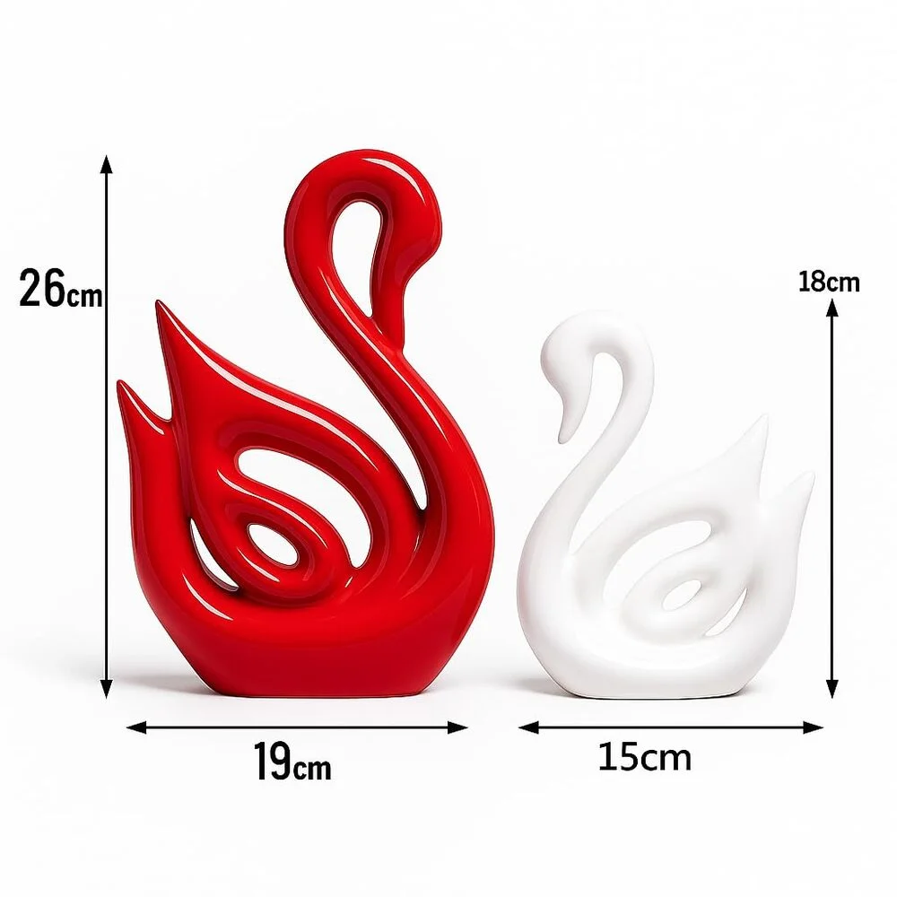 lucky swan couple piano finish ceramic figures 2